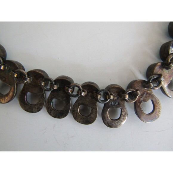 Turquoise Necklace Vintage Sterling Silver 925 Mexico Chunky Choker Stamped 18” - Picture 6 of 10